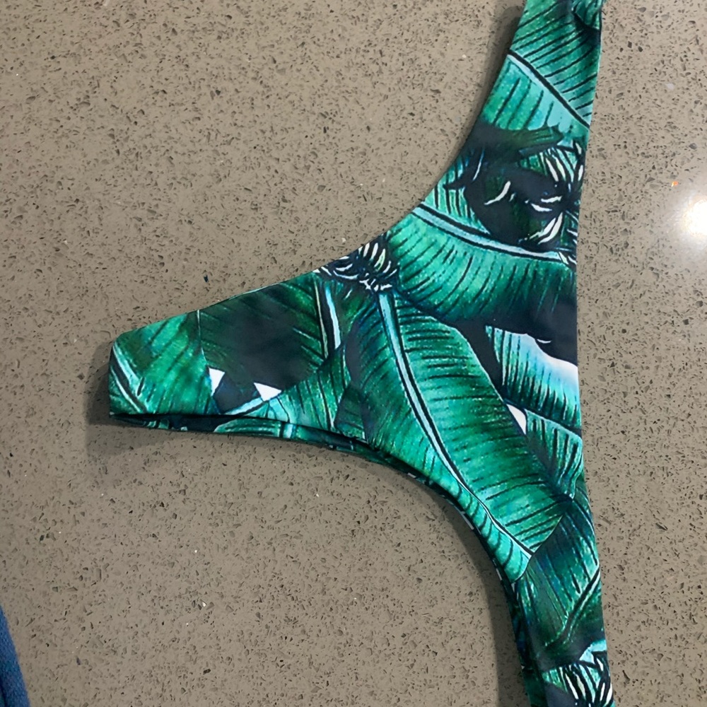 Tropical thong bikini bottom